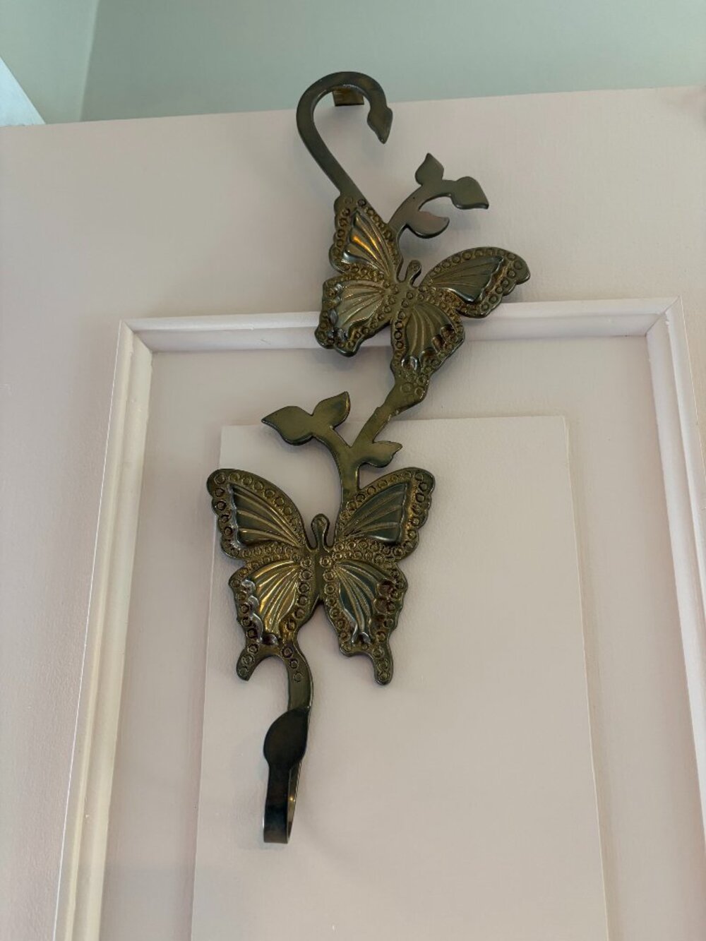 VINTAGE LIARDS LTD GENUINE BRASS *OVER THE DOOR* WREATH HOLDER HOOK 14" Tall